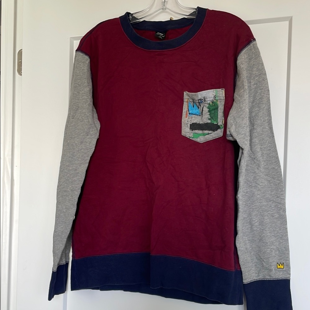 Maroon and Gray Long Sleeve Shirt